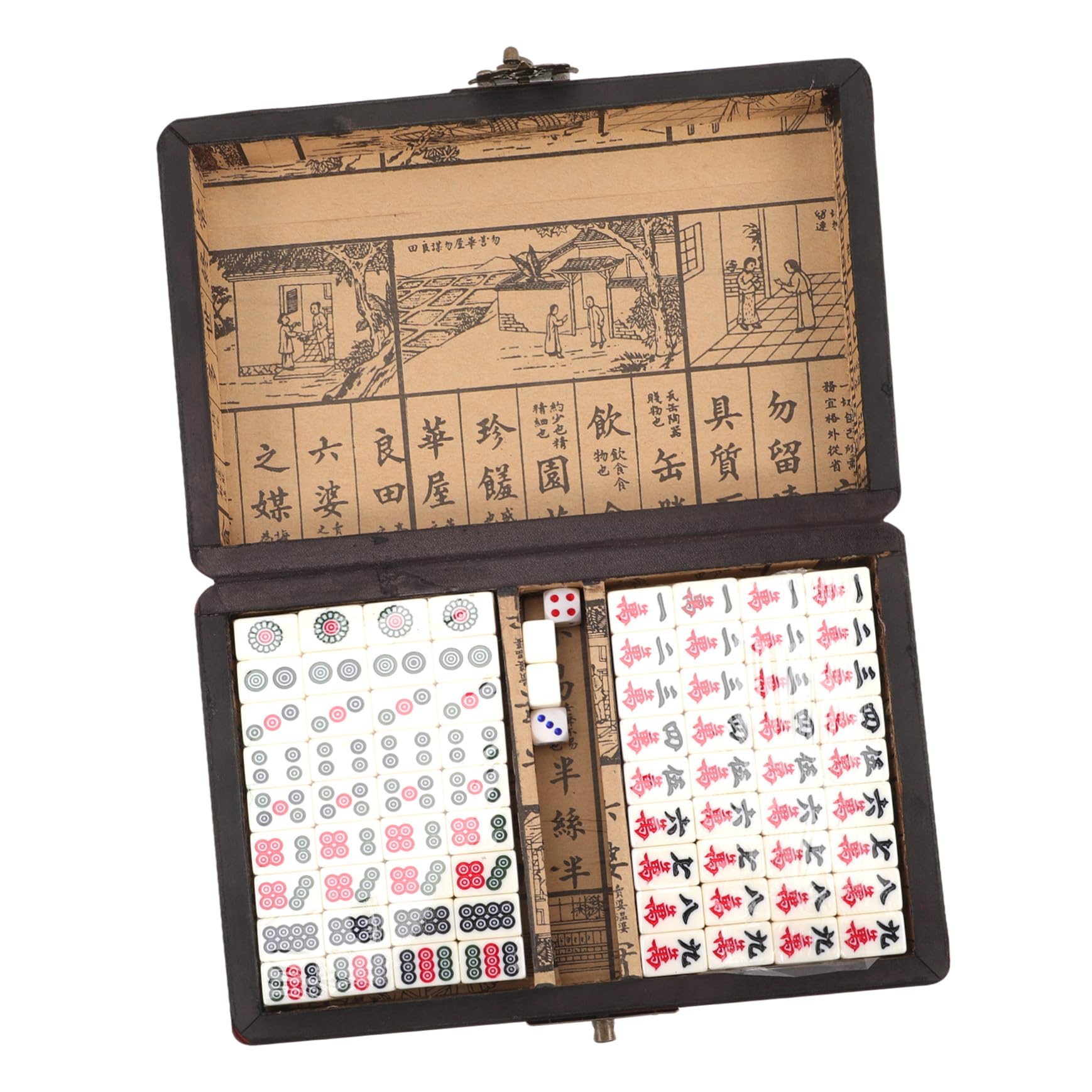 Mahjong Satz 1 Satz Acryl und Holz Kleines Reisespiel | Leicht und Kompakt, für Riegel und Partys, Chinesische Spiele mit Kleinen Steinen