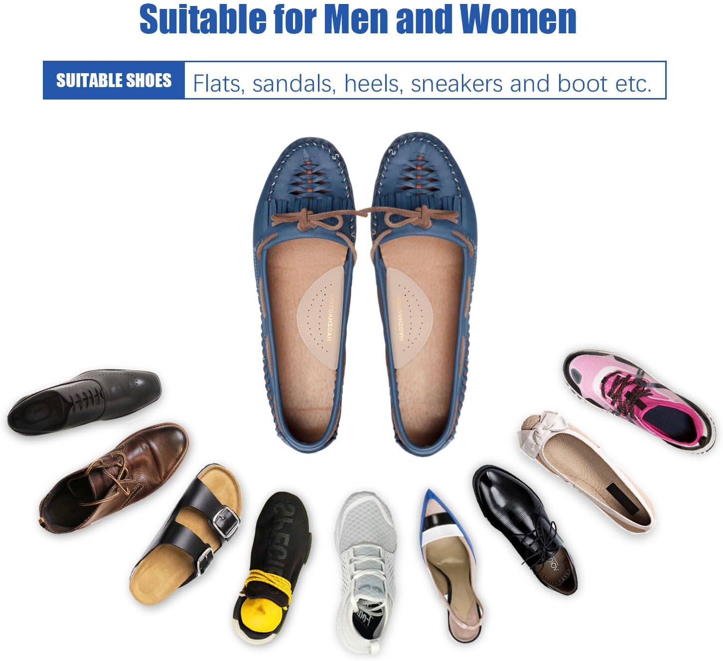 Arch Support Inserts for Flat Feet - Unisex Self - Adhesive Latex Arch Pad for Relieve Pressure and Feet Pain - Arch Support Insoles for Men & Women 1 Pairs (S, Beige) - Image 2