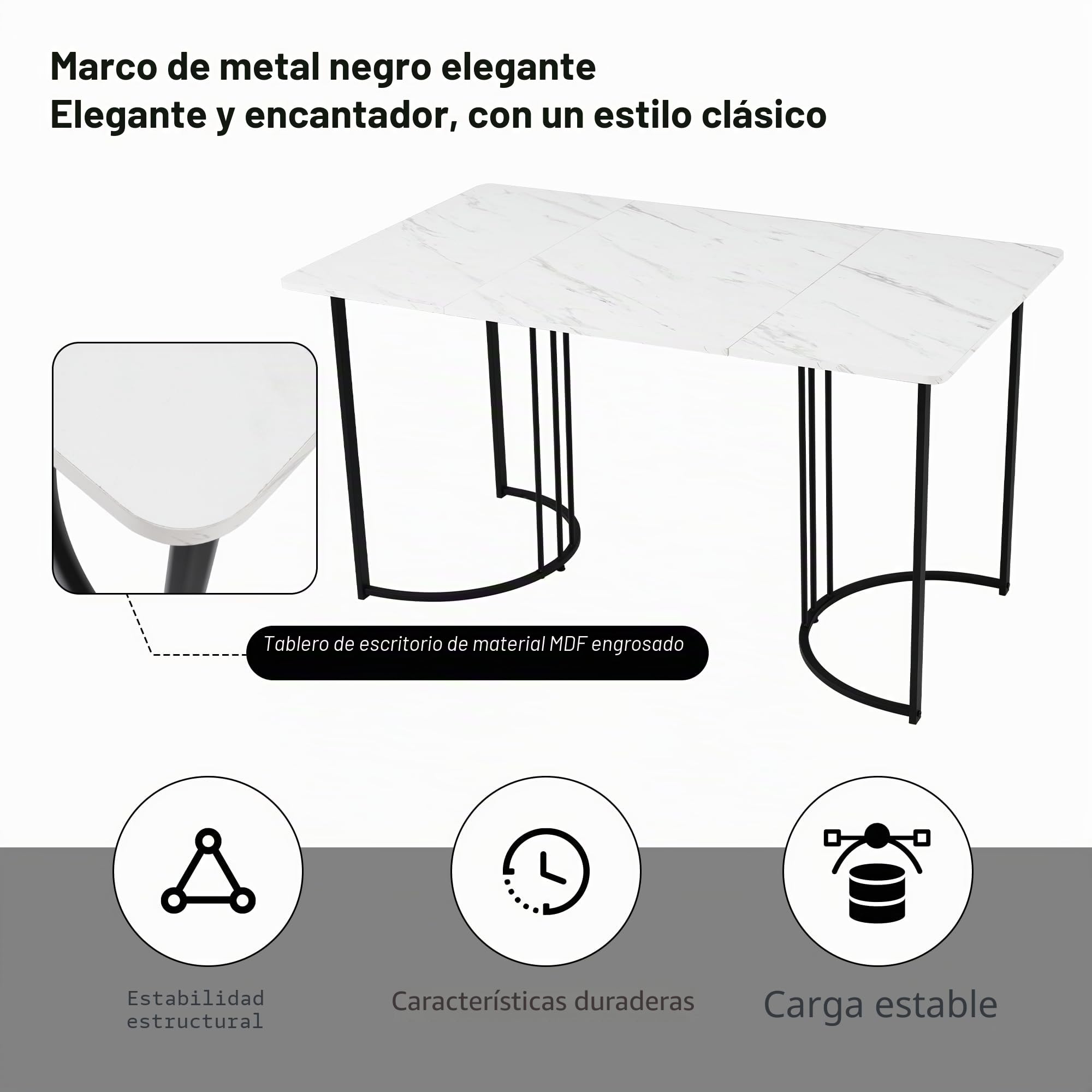 Conjunto Mesa y Sillas Comedor 5 Piezas, Juego de Comedor Mesa y 4 Sillas, Mesas Rectangular 140x80x75 cm con Patas Metálicas, Terciopelo Silla de Cocina, Beige y Blanco
