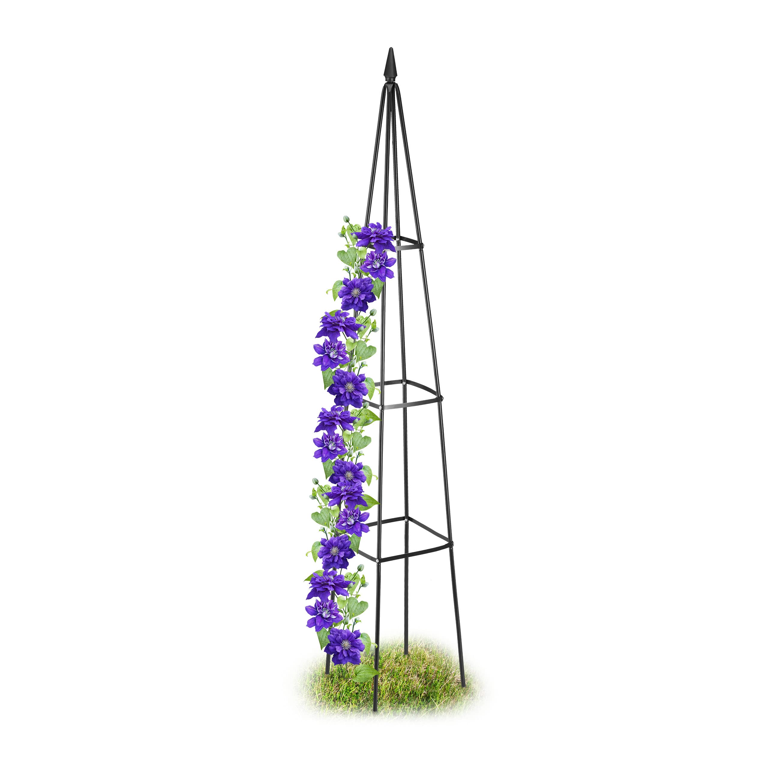 Relaxdays Tuteur à tomates, pour Plantes grimpantes, en Forme de Pyramide, Non Fixe, métal, HLP 190 x 35 x 35 cm, Noir