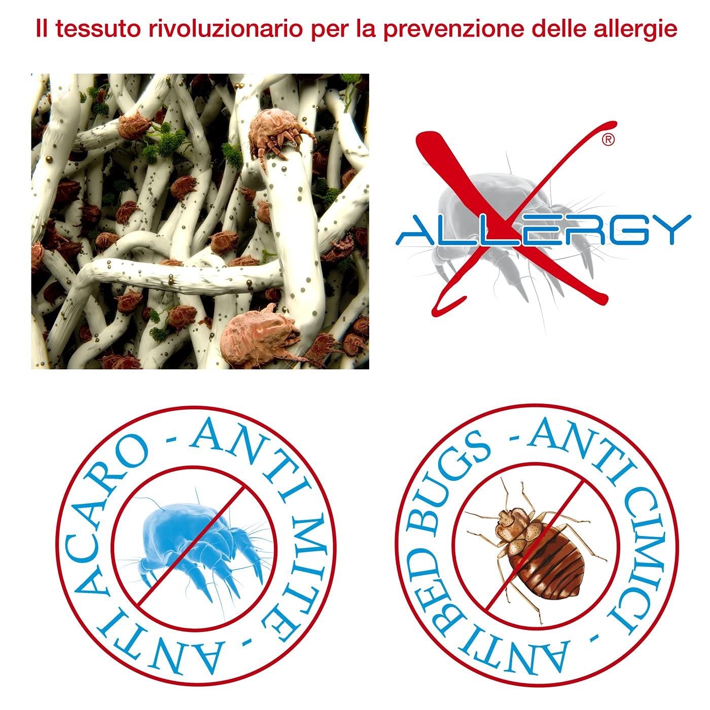 Bed Protect System: Set Antiacaro per Letto Matrimoniale Coprimaterasso cm. 195x165x20 Cotone/Barriera impermabile e Traspirante + 2 Copricuscini cm 80x50 + Additvo Antiacaro per Bucato
