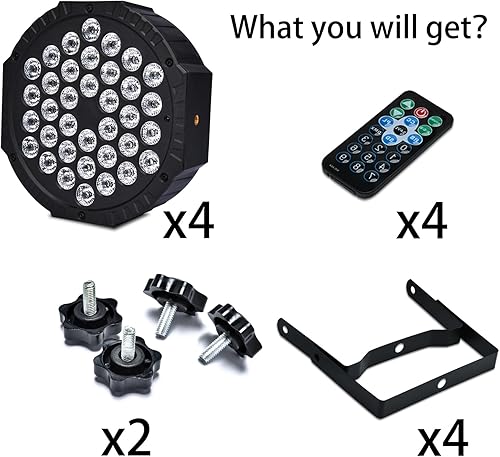 Miniatura 6 de Luces de escenario Dj para fiestas, luz LED de escenario, luz de escenario activada por sonido, luz de fiesta portátil, luz par 36 LED RGB control