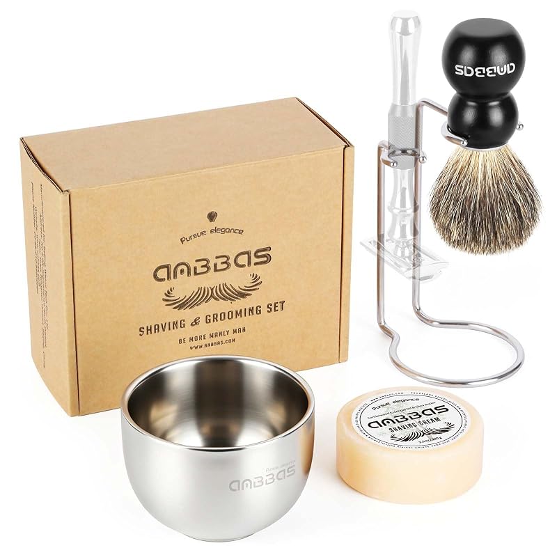 Conjunto Anbbas de Pincel de Barbear com Sabonete, Tigela e Suporte