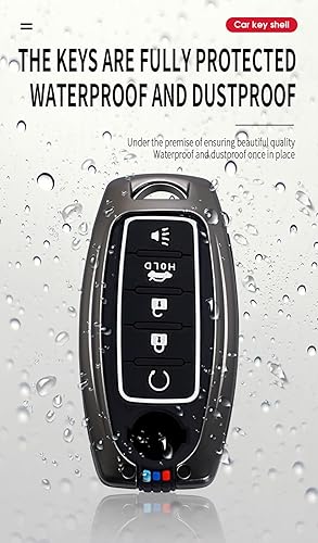 Miniatura 8 de ontto Funda de llave de 5 botones para Nissan Altima Rogue Sentra Pathfinder Frontier Maxima Funda de llave de metal Protector de llave de silicona