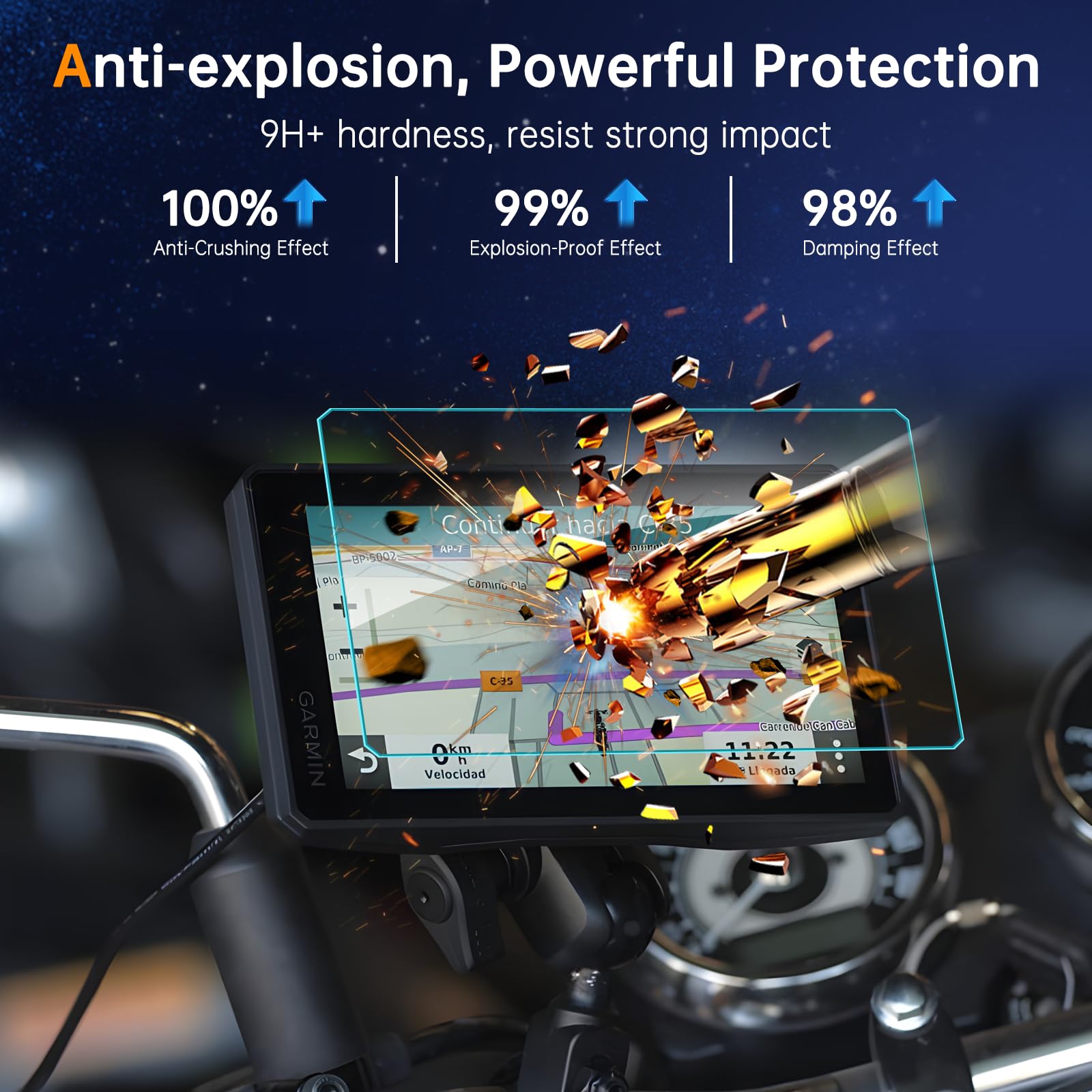 Film Protection Écran GAFAT Pour Garmin Zumo XT - Verre Trempé 9H Anti-Rayures - 5.5 Pouces - Transparence 99.9%