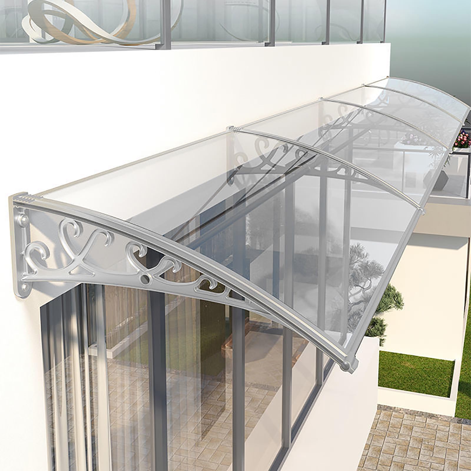 Tenda Da Sole In Policarbonato 200x100cm Per Porte E Finestre - Protezione Pioggia E UV - Foto 9