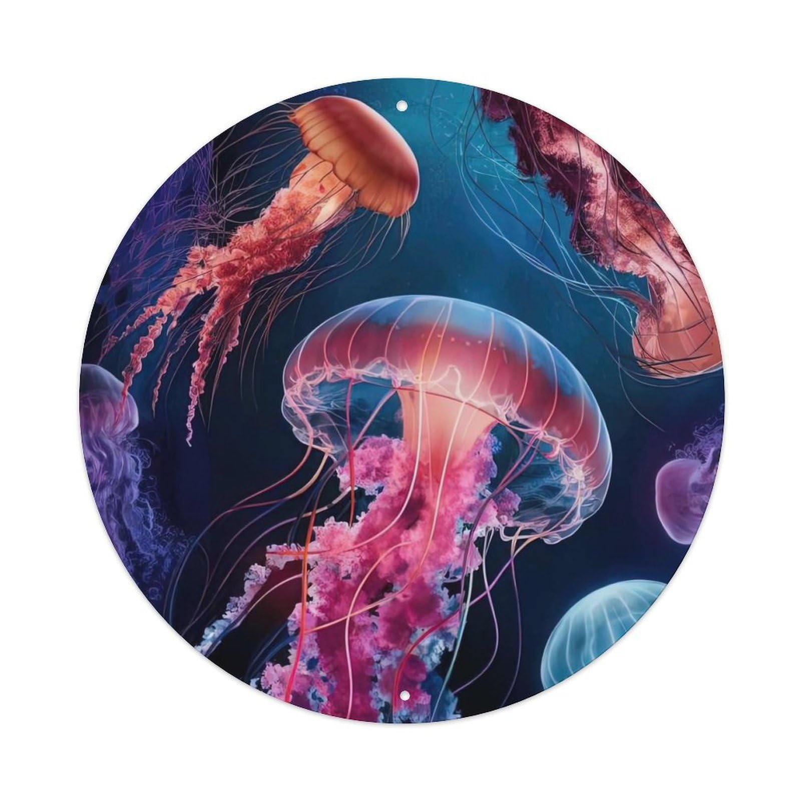 Animal Artwork Jellyfish Swarms on The Sea Floor Metal Tin Sign