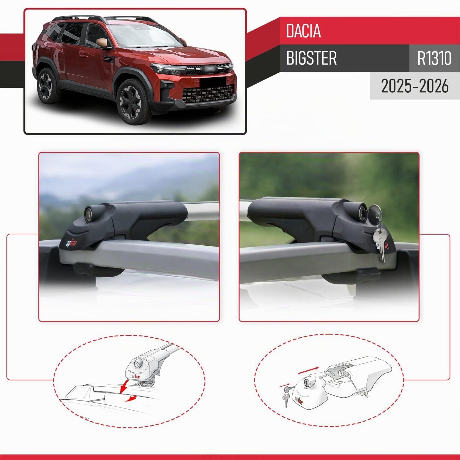 Compatibile con Dacia Bigster 2025-2026 ACE-1 Barre Tetto Portapacchi Auto Barre Portatutto Grigo Alluminio 2 Barre
