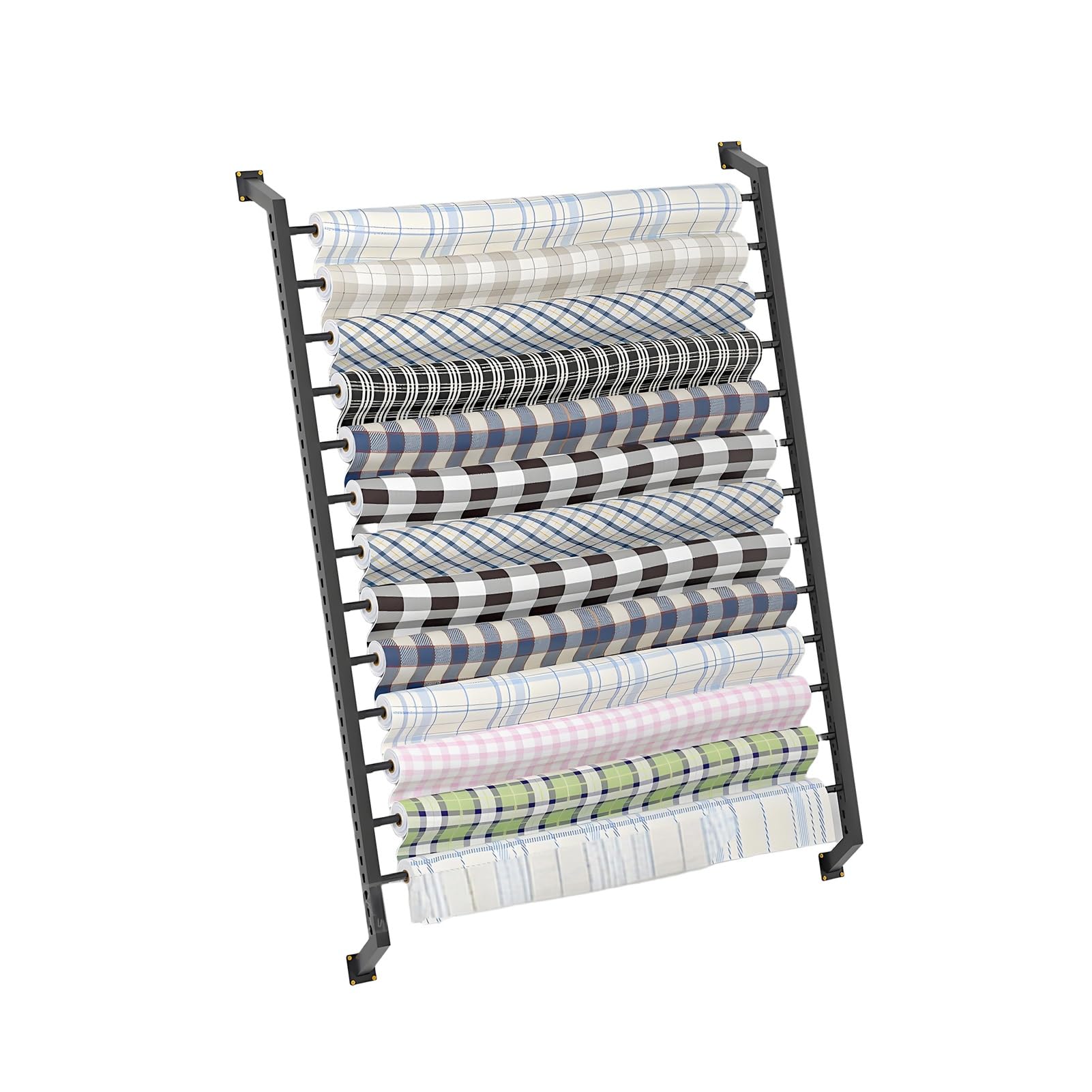 Support mural pour rouleaux de tissu à plusieurs niveaux pour rangement optimal