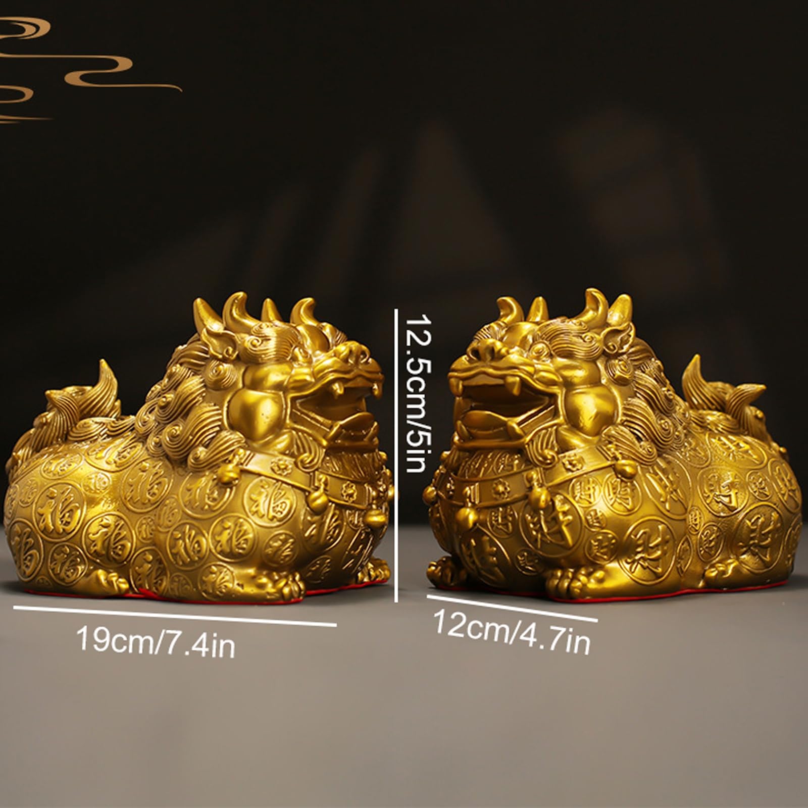 Feng Shui Cinese Shui pi Yao/pi xiu Statue porsperity di ricchezza, 7 "Figurine pixiu Pura Ottone Fortunato Ornamenti Che attirano ricchezza e buona Fortuna
