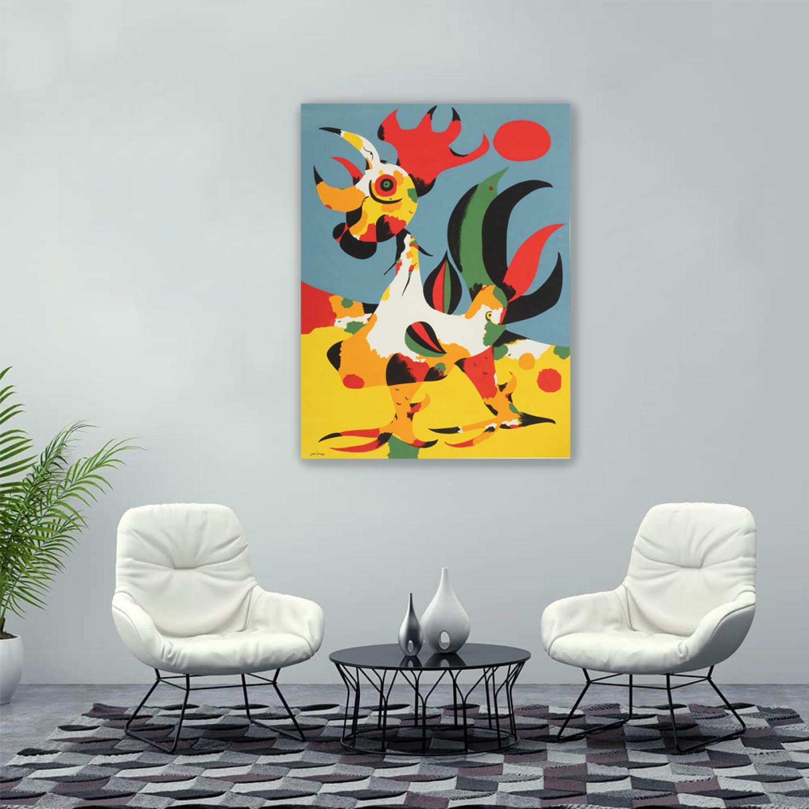 JZSDGB Joan Miro Stampa su tela Dipinto astratto-Joan Miro Riproduzione Quadri Famosi-Quadro Moderni Joan Miro Poster e stampe-Joan Miro Opere d'arte famose(Gallo) 80x110cm(31x43in) Senza cornice