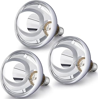 VIHOSE 3 Pack 250 Watt Heat Lamp 120v R40 Heat Lamp Bulbs Glass Incandescent Light Bulbs Incandescent Heating Lightbulbs for Reptiles Chicks Food Puppies Bathroom, Use E26 Base (Silver)