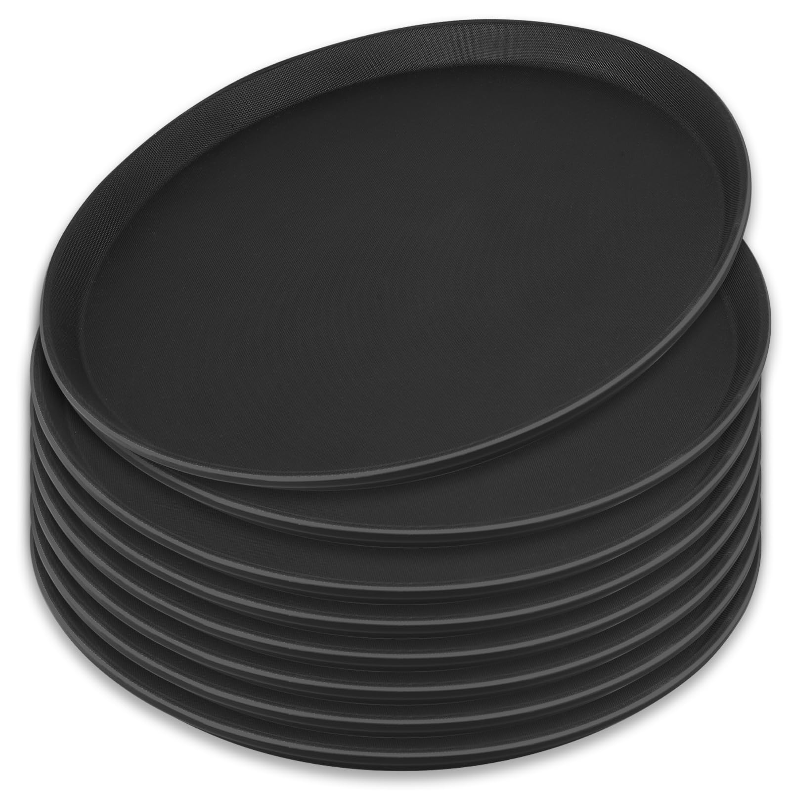 JIEHIN 5 vassoi da portata in plastica, 40 x 30 cm, rettangolare, nero, fast food, vassoio da portata grande, in plastica antiscivolo per ristorante, caffetteria, cucina