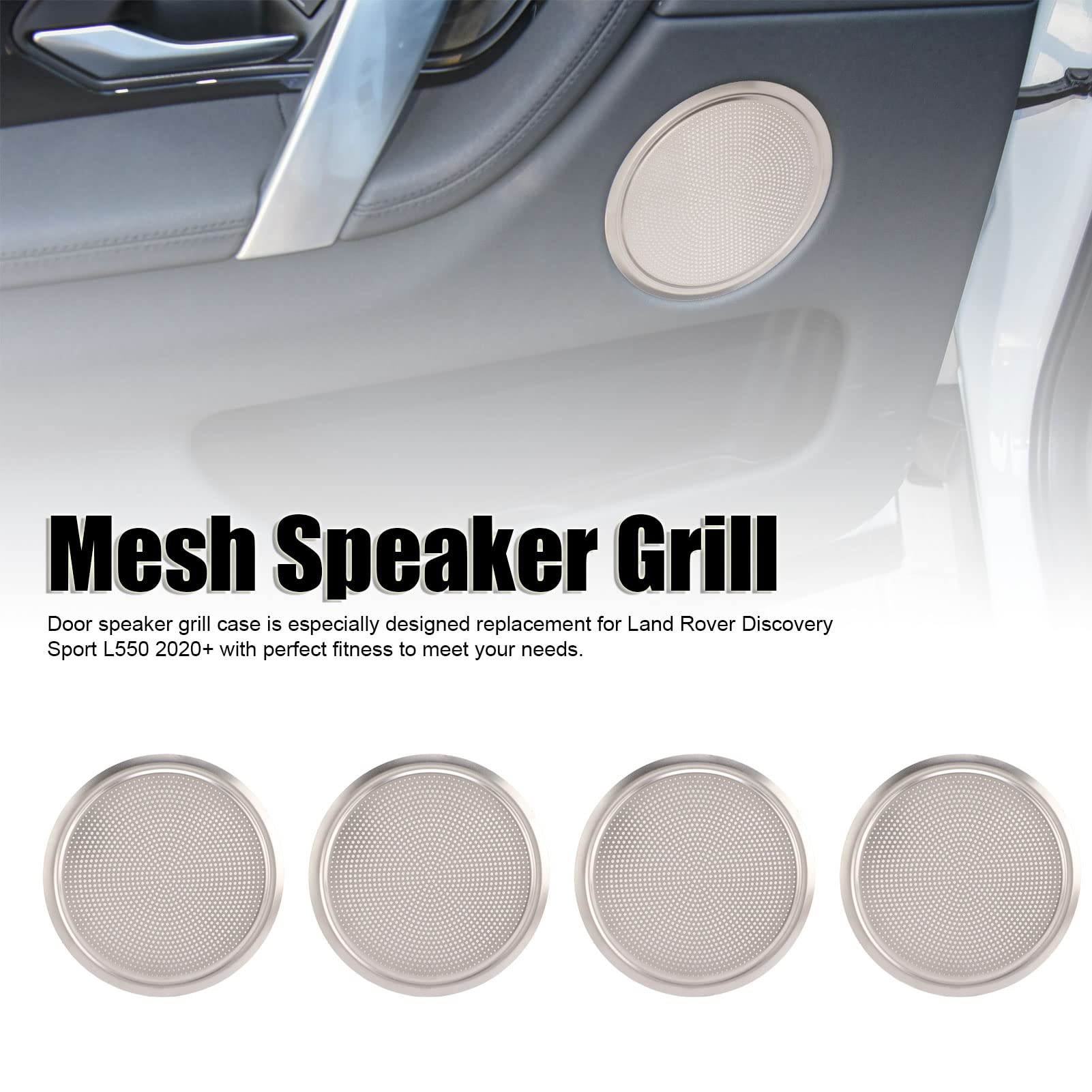 Nutriess 4PCS Speaker Grill Cover Round Replacement for la nd ro ver Discovery Sport L550 2020 Plus Door Speaker Grille Protector Mesh Speaker Grill Guard