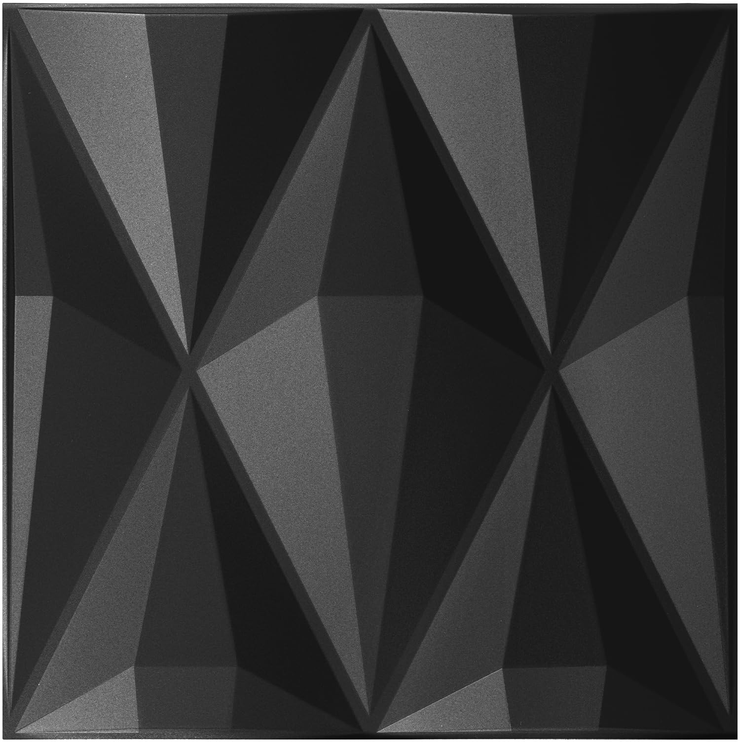 STICKGOO Diamond Design 3D Wall Panels, Peel and Stick, 19.7" x 19.7", PVC, 3D Textured, 32 Sq.Ft, 12 PCS, Black