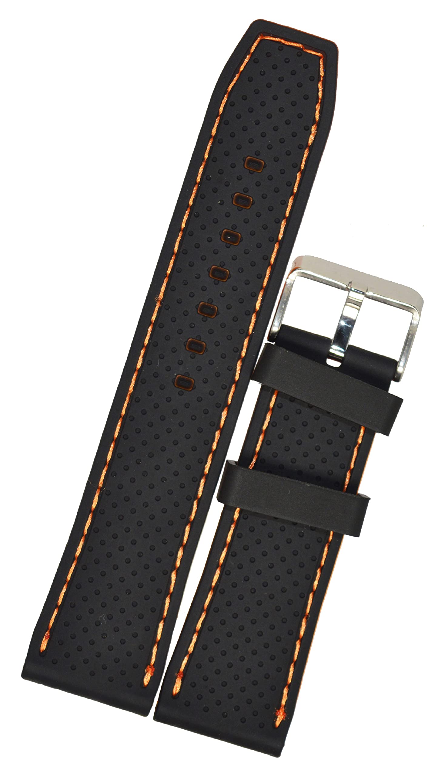 SURU® 24MM Elite Elite Dotted Orange Nylon Stitch Silicone Watch Strap/Band (Colour- Black/Width- 24mm) U183 (B096MZ5DH1) Amazon Price History, Amazon Price Tracker