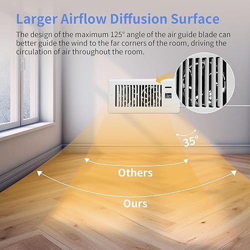 Miniatura 3 de Howeall Ventilador de refuerzo de registro súper silencioso de 4 x 10 pulgadas - Control inteligente del termostato ventilador de ventilación de CA