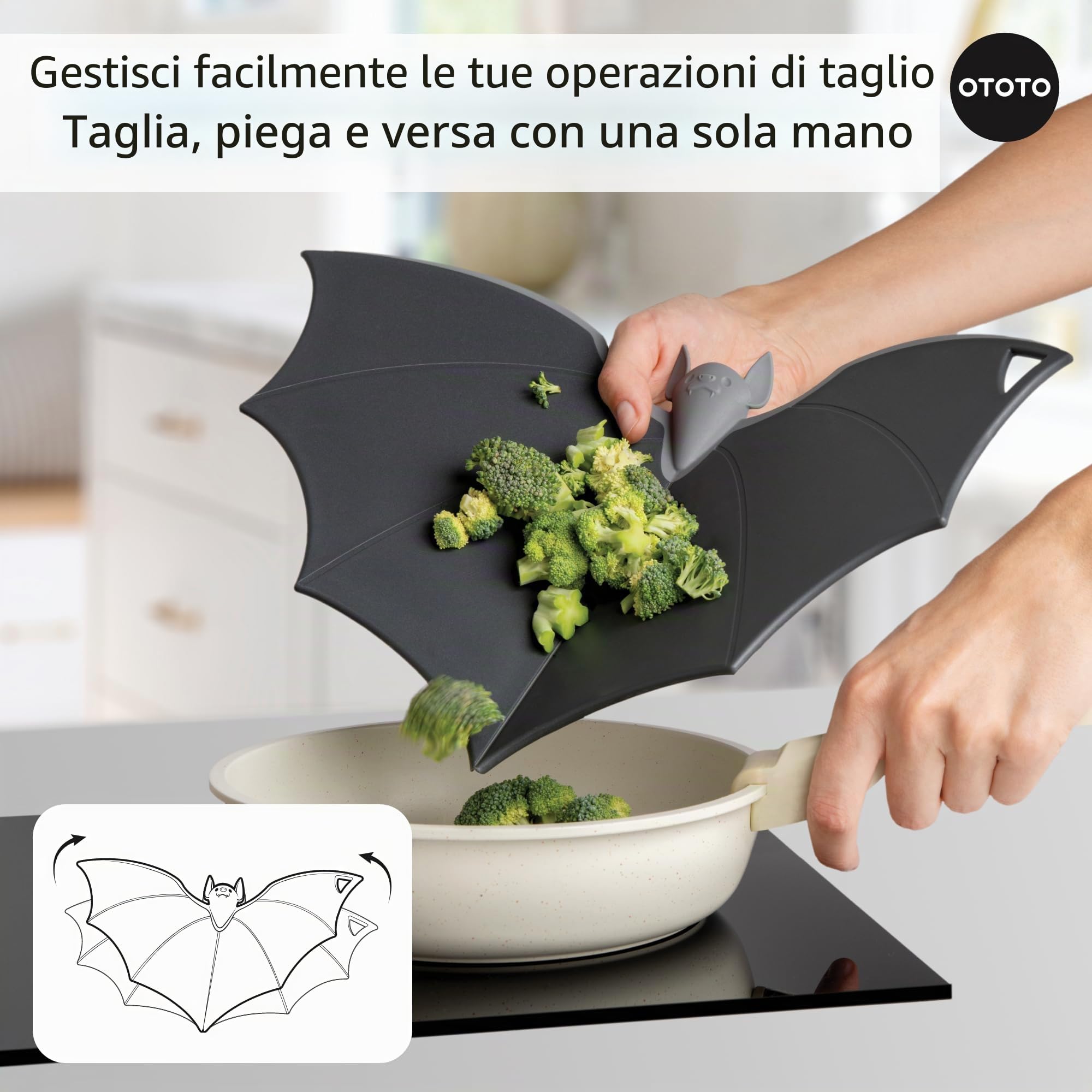 OTOTO Batty - Tagliere pieghevole per Halloween