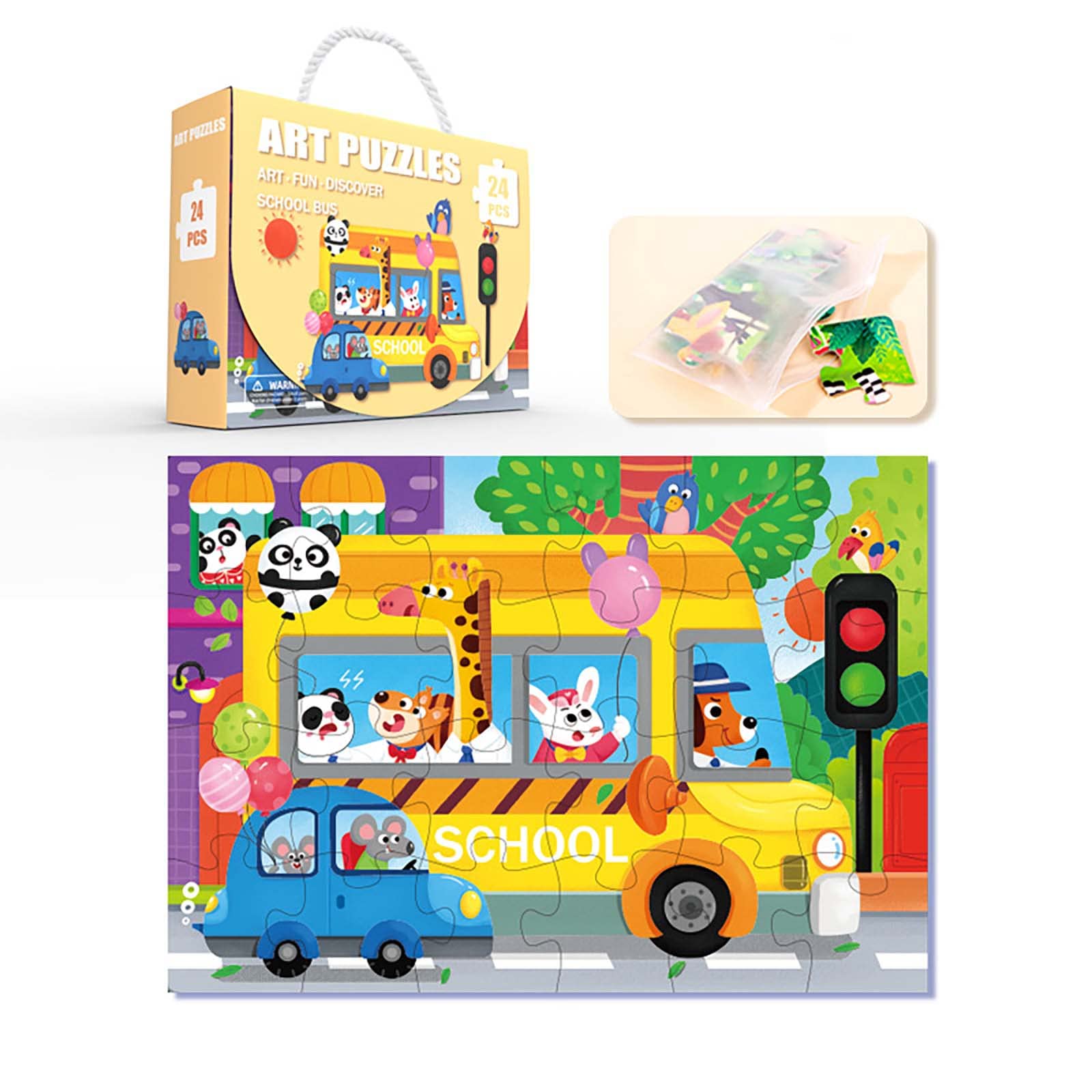 MiLike Dinosaur World Puzzle - 48-Piece Self-Correcting Eco-friendly Puzzle, Gift Box Edition, with Storage Bag Included (24pcs-2)