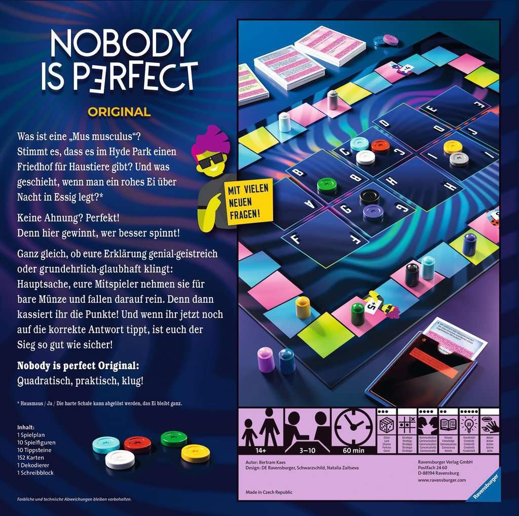 Ravensburger 26845 - Nobody is Perfect - Gioco di Capodanno, gioco di carte per tutta la famiglia, giochi per adulti, giochi da tavolo, giochi da tavolo per 3-10 giocatori, a partire da 14 anni