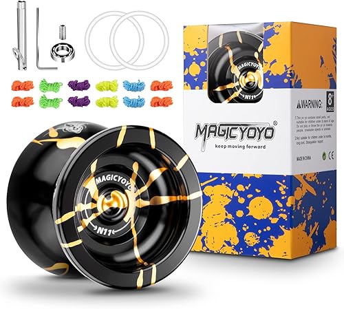 Miniatura 5 de MAGICYOYO N11 Yoyo negro dorado sin respuesta con kit de rodamientos sensibles + K2 Crystal Green Responsive Plastic Fingerspin Kids Principiante
