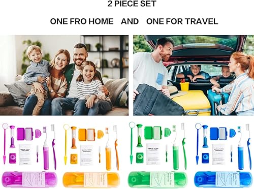 Miniatura 7 de Wenge Kit de cuidado oral de ortodoncia portátil, paquete de 2 unidades, kit de viaje para pacientes, cera de cepillado interdental, hilo dental