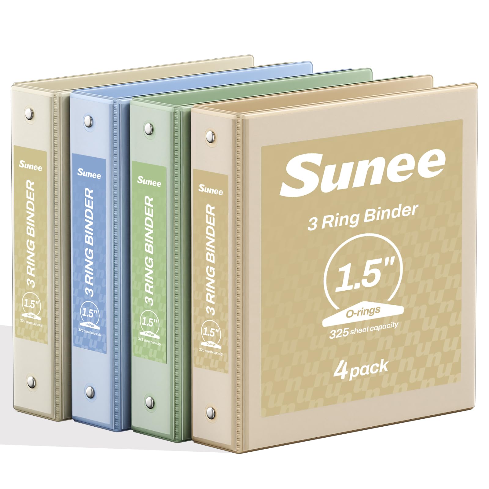 Photo 1 of SUNEE 3 Ring Binder 1.5 Inch, 4 Pack, Neutral Aesthetic