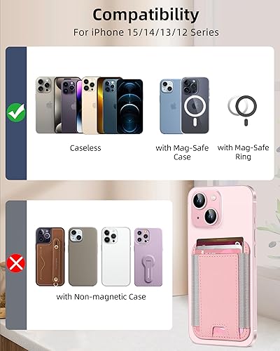 Miniatura 77 de HiWe Cartera MagSafe, cartera magnética más fuerte para iPhone 17/16/15/14/13/12, soporte para 7 tarjetas, RFID delgado minimalista de cuero, 1