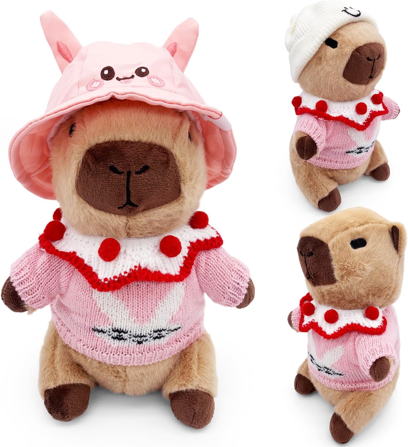Capybara Plush Toy, Cute Stuffed Animals Kawaii Capibara Plush Pillow Christmas Birthday Easter Valentine's Day Gift for Kids Boys Girls (8 PCS Pink)