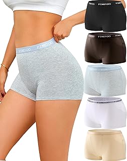 FINETOO Boxer Shorts Women's Cotton Underwear Breathable Underwear Women Hipster Panties Soft Briefs Women Multipack