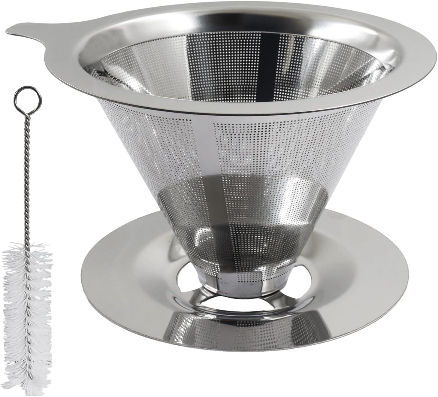 Bonsicoky Pour Over Coffee Dripper, Stainless Steel, 1-2 Cups, Silver