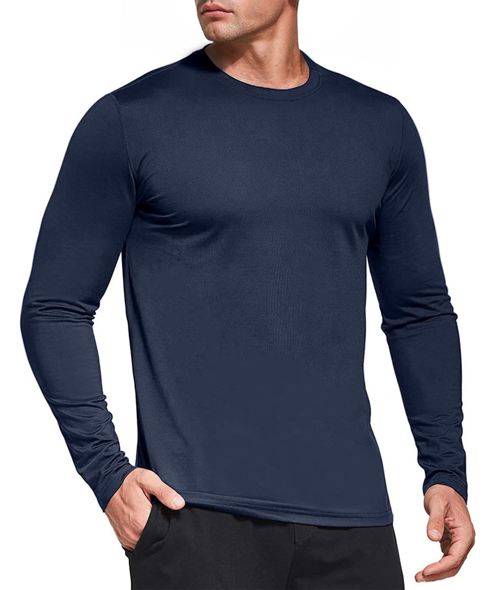 Paquete de 1, 3 o 5 Camisetas de Manga Larga para Hombre, Ajuste seco, protección Solar UPF 50+, Camisetas atléticas para Gimnasio y Entrenamiento para Correr