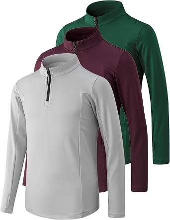 Liberty Pro 3 Pack Youth Boys Slim Fit Athletic Quarter Zip Pullover Shirts