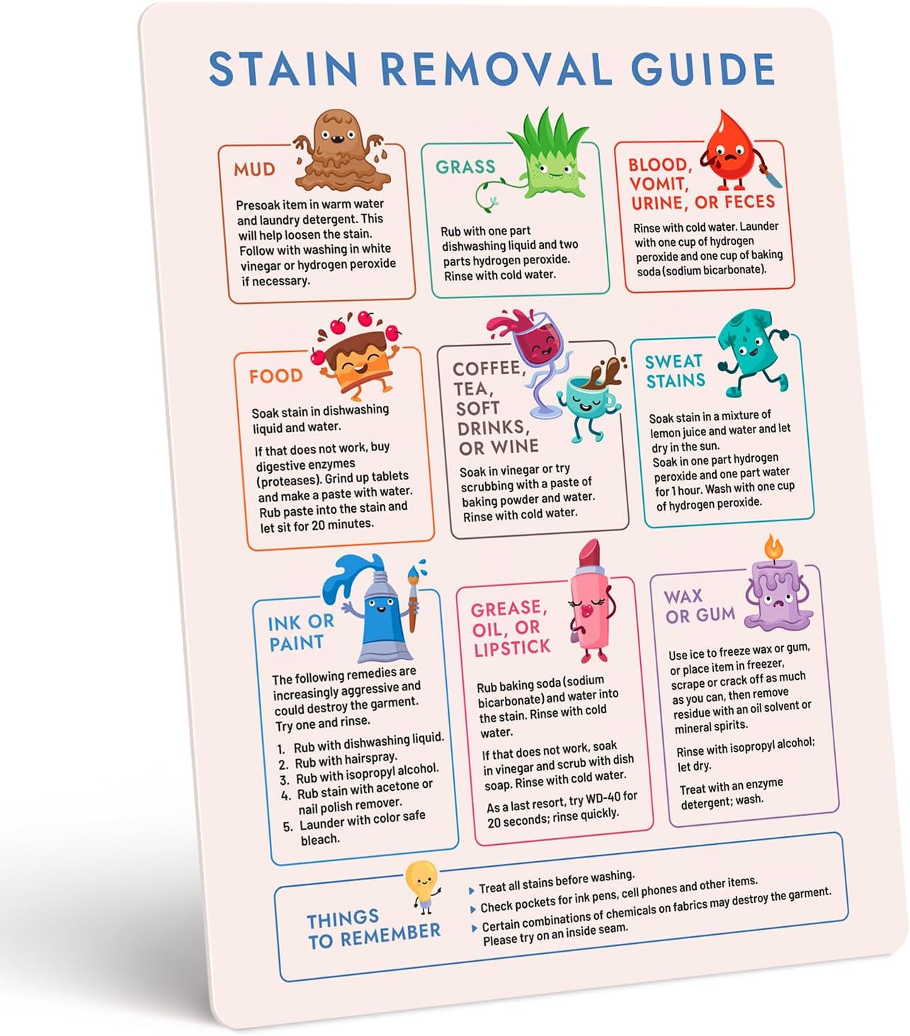 Laundry Cheat Sheet for Stain Removal Laundry for