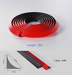 Zayejod 3 Mètres Silicone Profil Finition Plan de Travail Joint de Finition Plan de Travail Adhésif Moulure Angle Plinthe, Bande d'étanchéité Pour Cuisine, Salle de Bain, Carrelage(Noir,13x13mm)