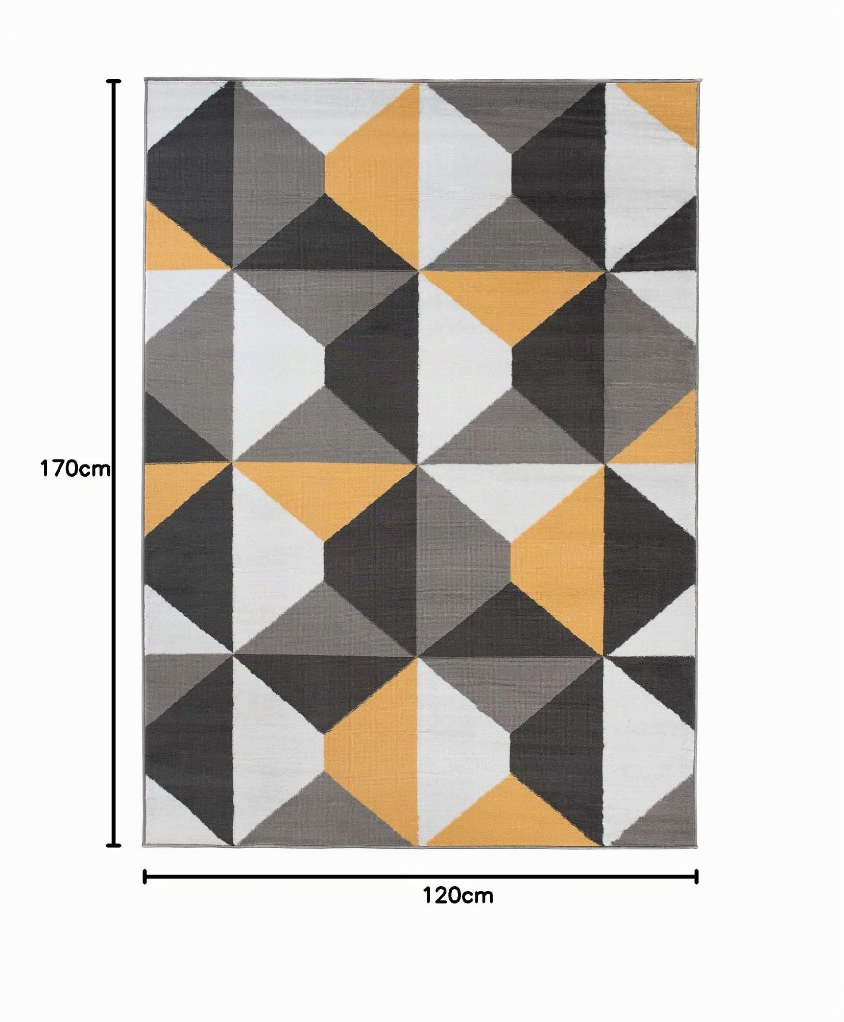 TAPISO Maya Tapis Poil Court Moderne Orange Gris Blanc Géométrique Motif Mosaïque Trapèze Tapis Salon Chambre Salle à Manger Adulte Bureau Oeko-TEX Résistant 120 x 170 cm