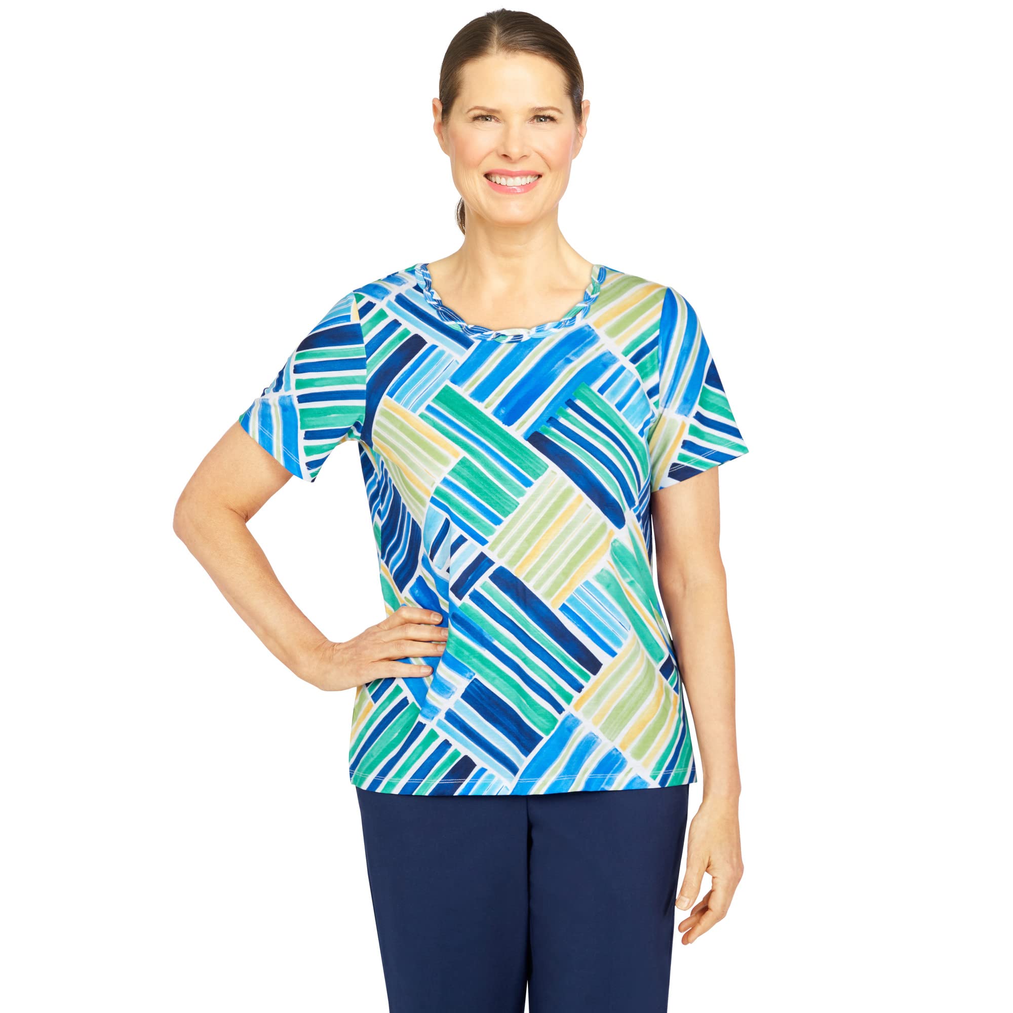 Haut patchwork rayé Alfred Dunner taille PS pour femme petite - 7