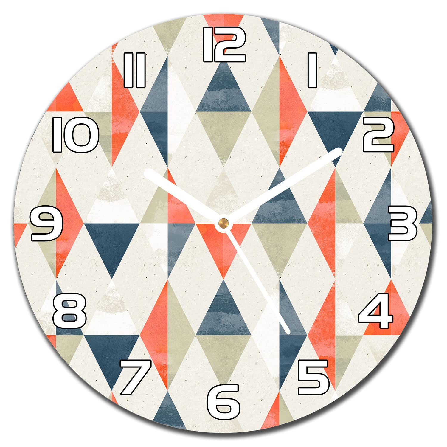 Horloge en verre triangles et diamants géométriques pour mur