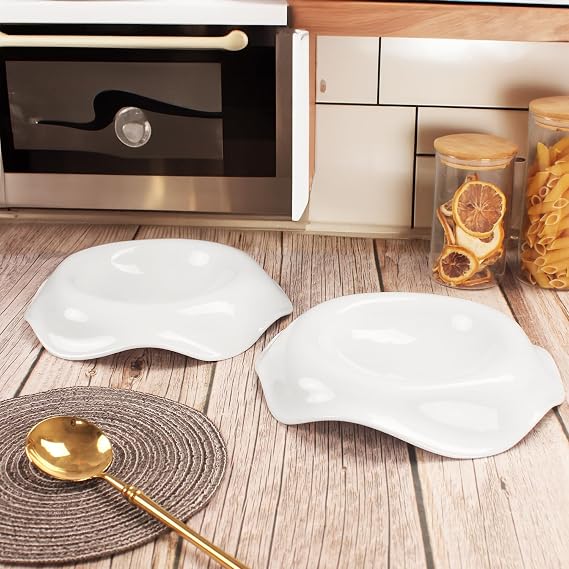 Soup Bowls, Pasta Bowls Rimmed Plates, White Salad Bowls Set of 2, Porcelain Wide Rim Bowls, 6 Oz, Microwave & Dishwasher Safe, Best for foodies and restaurants 8.3 Inch flanging