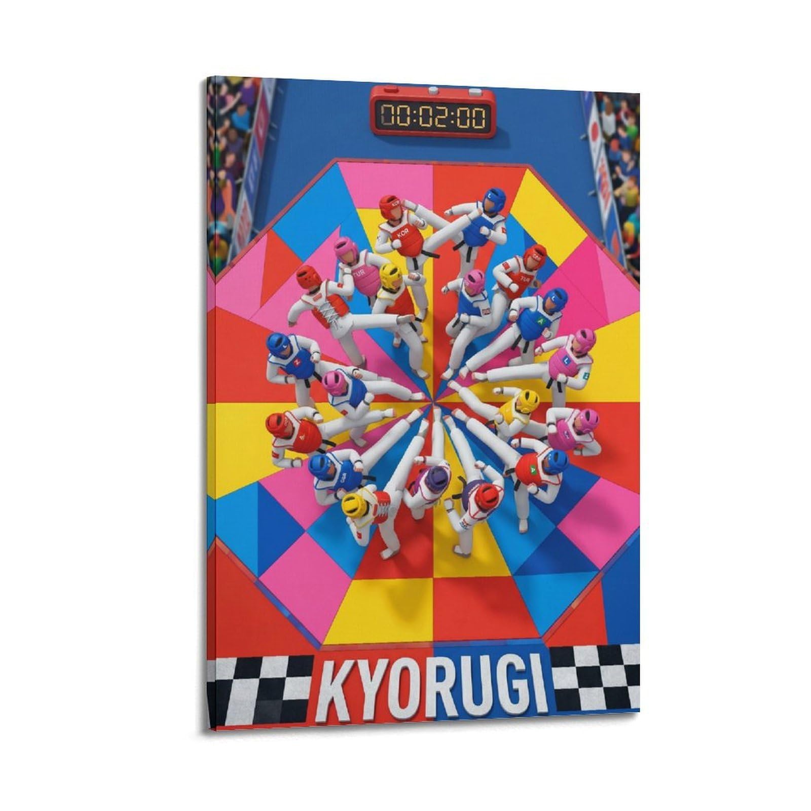 OLYHTR Taekwondo Match Poster Modern Decorative Canvas Prints - Ideal Wall Art for Family, Man Cave, Game Room, Boys & Girls Bedroom 24x36inch(60x90cm)