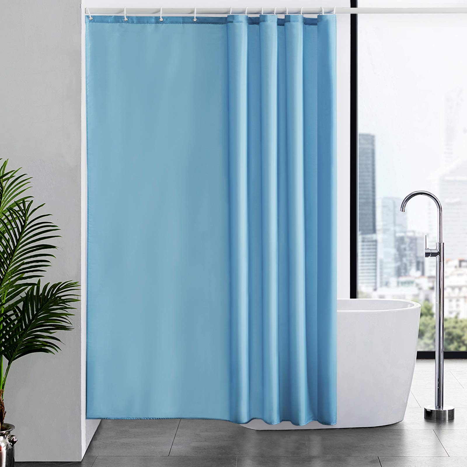 Cortinas Baño Blanca Antimoho Antibacteriano Impermeable Poliester Tela Lisa Lavable, con 12 Ganchos Plásticos, 180x200 Cortina. — view 88