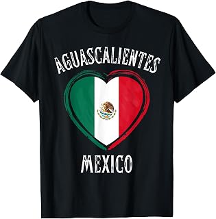 Mexico Flag Heart Aguascalientes City T-Shirt