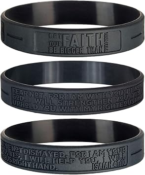 Sainstone Isaiah 4110 Inspirational Bible Verses Silicone Bracelets - Let Faith Bigger Than Fear - Religious Motivational Wristband Gifts for Fight Epidemic Contagion for Men Women