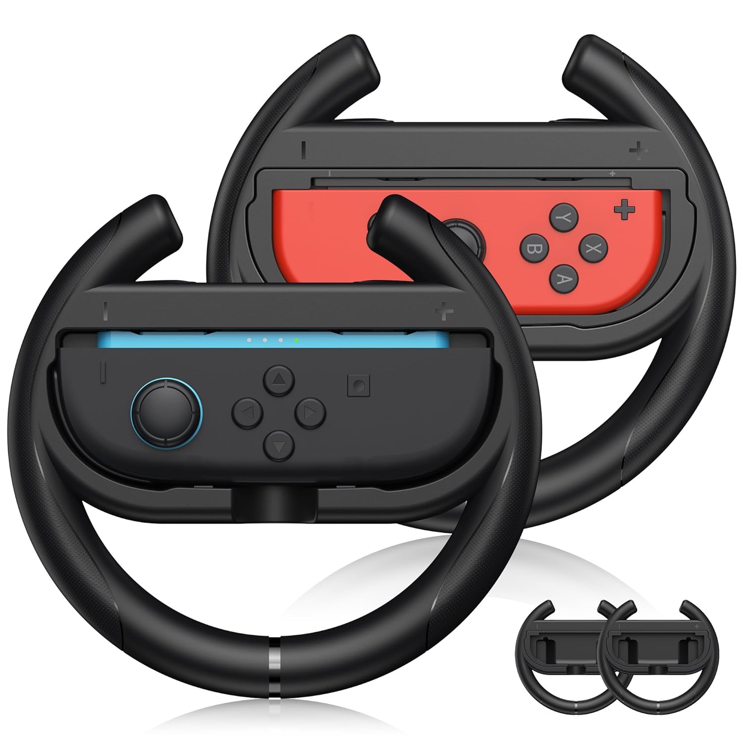 EasySMX Steering Wheels for Switch 2&1 Console JoyCons, 2 Pack Racing Wheels for Mario Kart 9/8 Deluxe, Switch 2 Steering Wheel for Joy-con 2,Joycon Remote Controller Race Accessories [2X Black] - Image 8