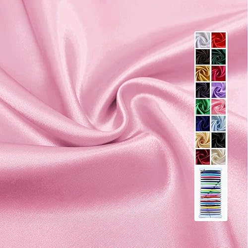 Tela de satén rosa de 60 pulgadas por 2 yardas, telas Charmeuse sedosas sólidas para decoración de bodas, cubierta de mesa, vestido de bricolaje,