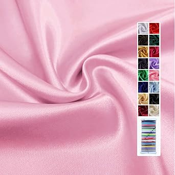 Pink Satin Fabric 60 Inch by 2 Yards Solid Silky Charmeuse Fabrics for Wedding Decoration Table Cover DIY Dress Fashion Backdrop Crafts Support