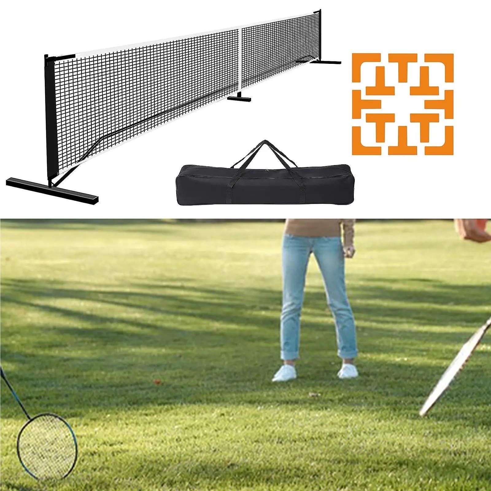 Rete da pickleball Sistema di rete portatile for pickleball, da badminton 22 piedi for feste al coperto