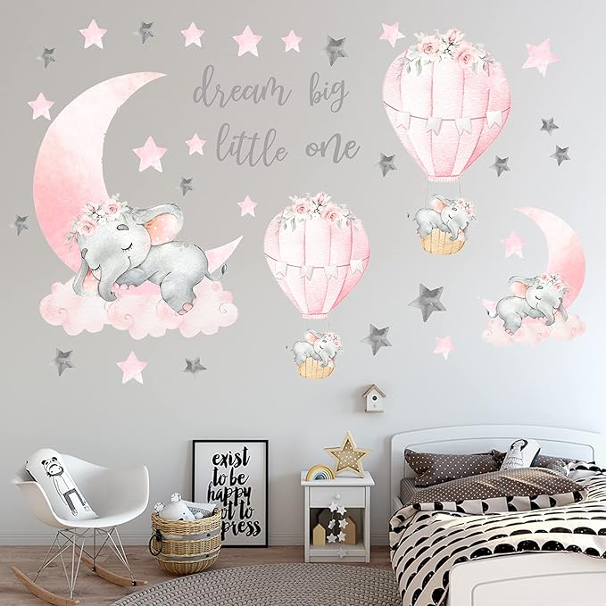 Calcomanías de Elefante, Luna y Globos, Decoración para Cuarto Infantil miniatura 7