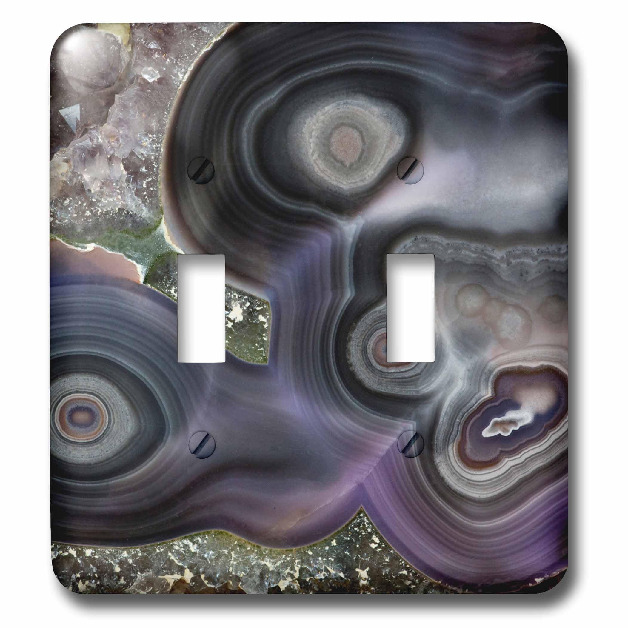 Interrupteur à bascule double motif agate violette 3dRose plaque de finition électrique