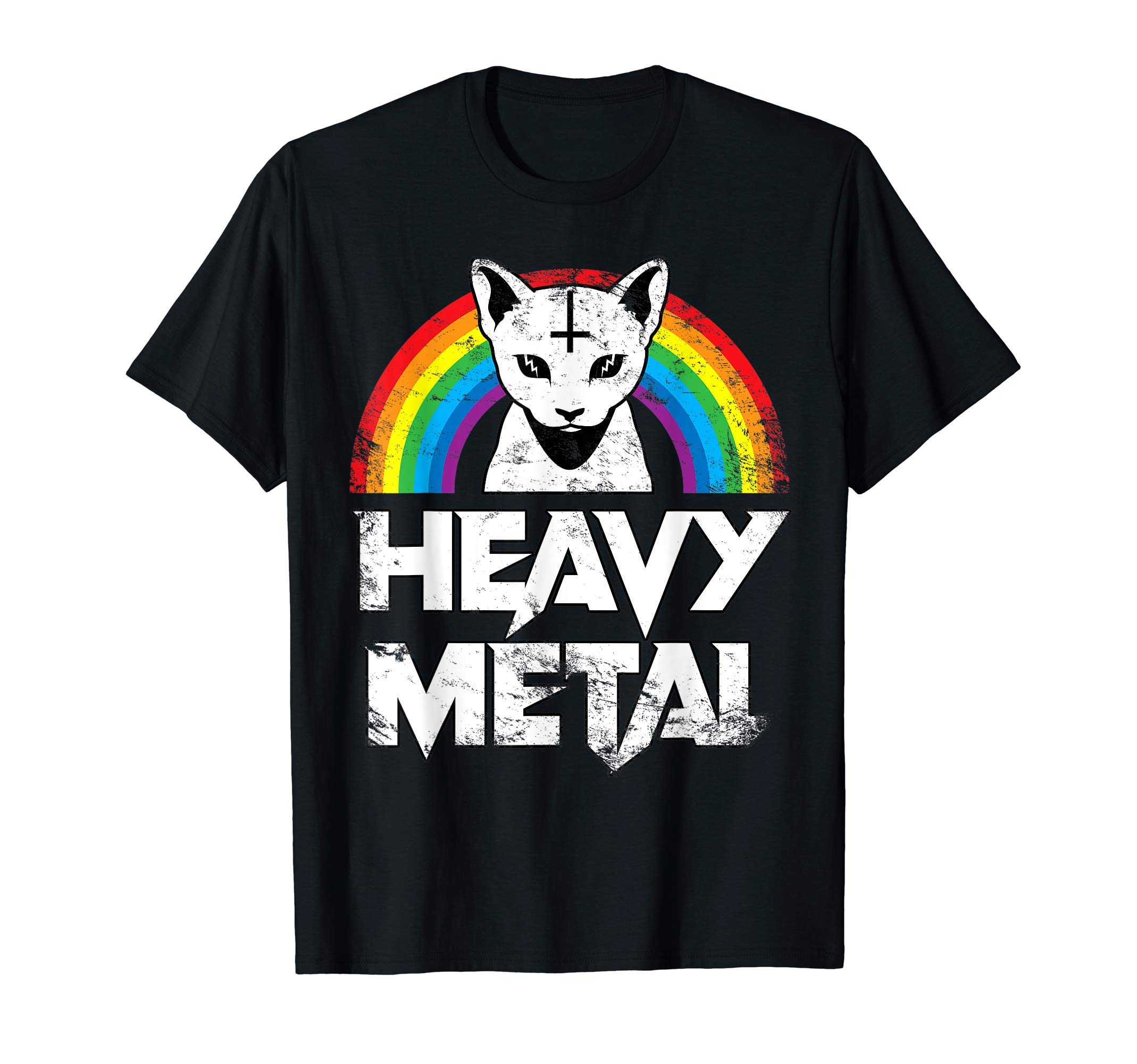 Brutal Death Metal Shirt Heavy Metal GiftsDeath Metal Shirts Satanic Cat Rainbow Goth Heavy Metal T-Shirt